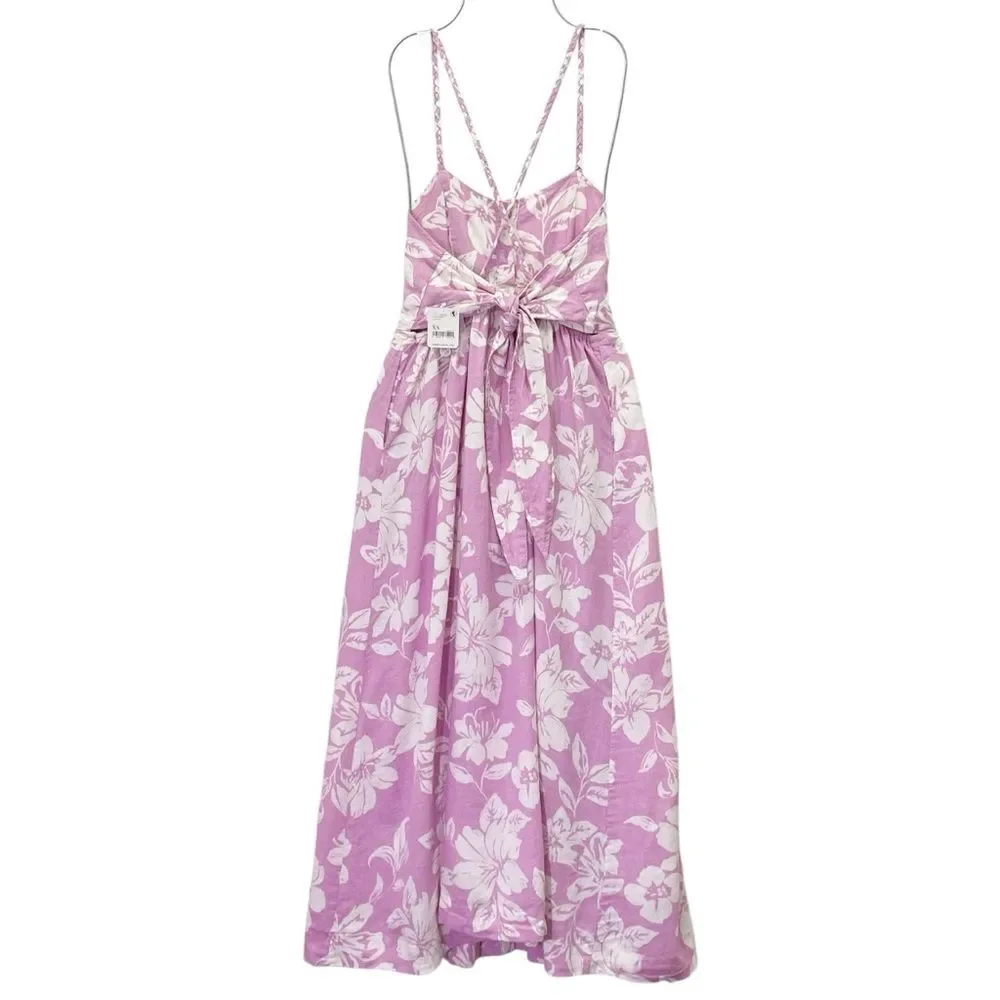 NWT Free People The Perfect Sundress Size XS Pink White Floral Linen Maxi Dress - Picture 3 of 10